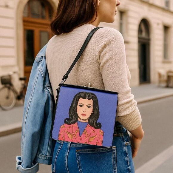 Prada Viola, Fuoco & Black Saffiano Leather Face Art Bag - Picture 4 of 11